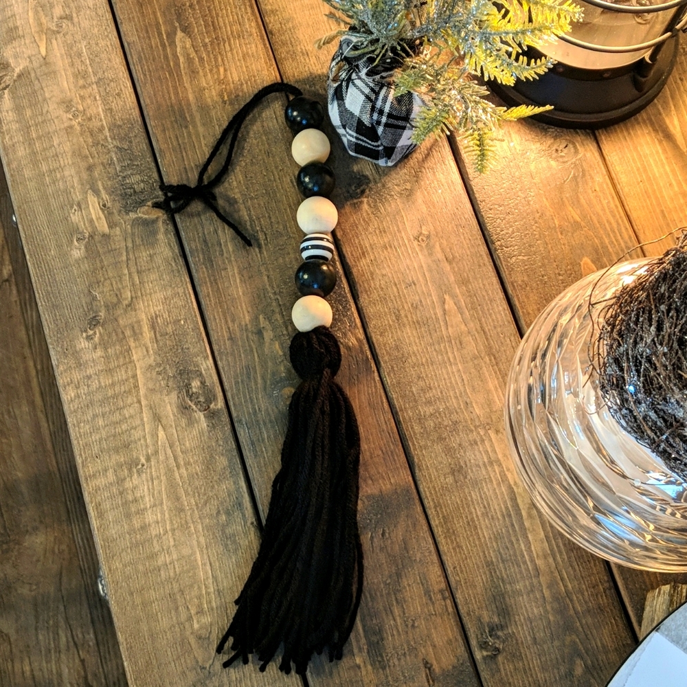 Farmhouse large black Tassel Garland